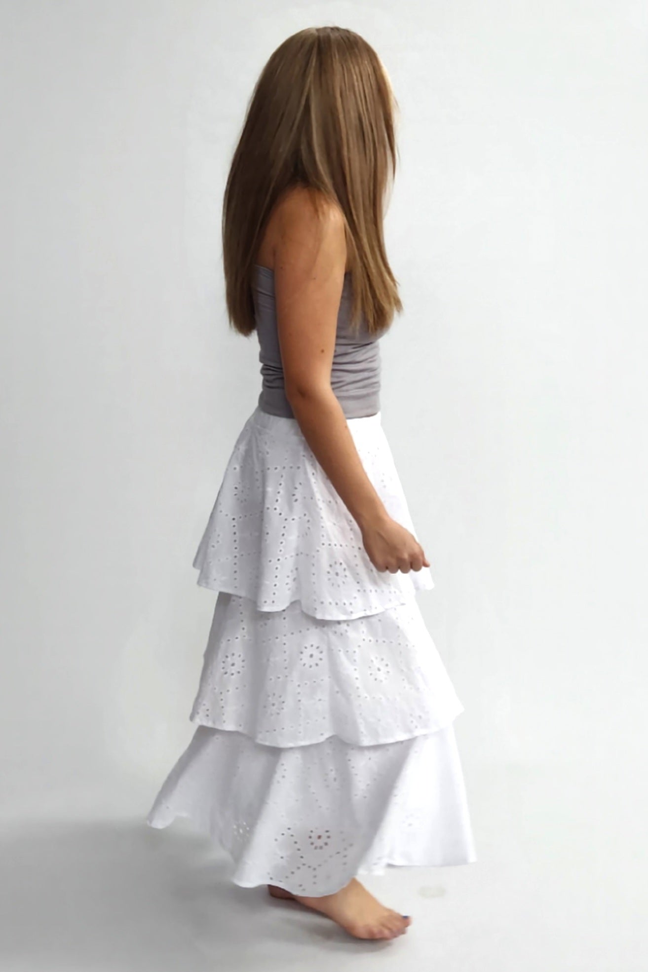 Layered Anglaise Skirt - White