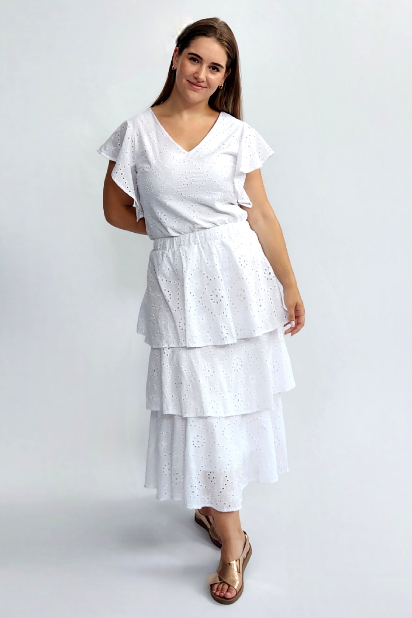 Layered Anglaise Skirt - White