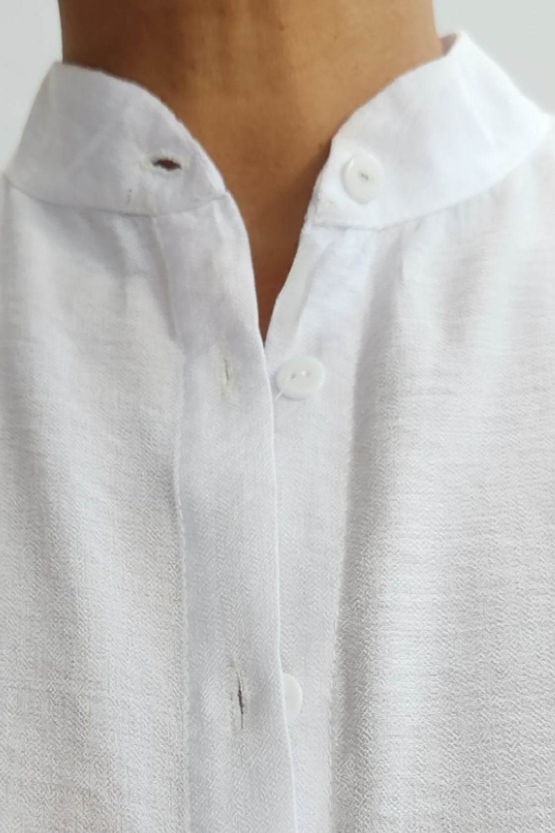 Linen Blend Shirt Dress - White