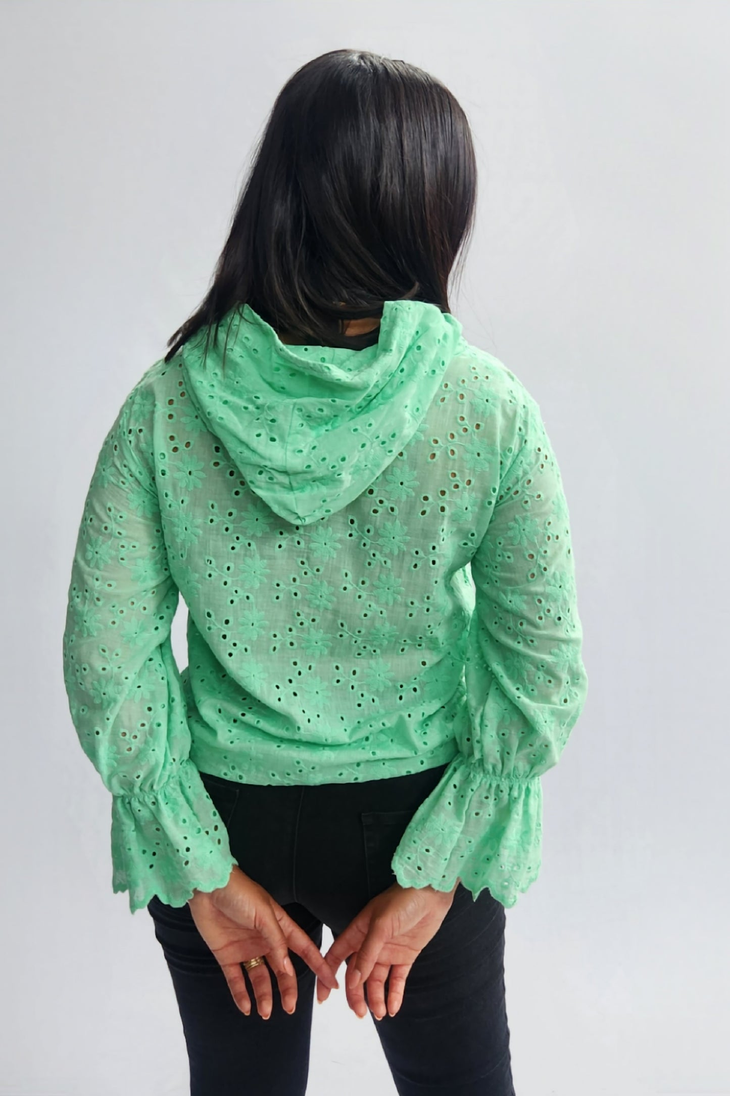 Broderie Anglaise Hoodie - Mint
