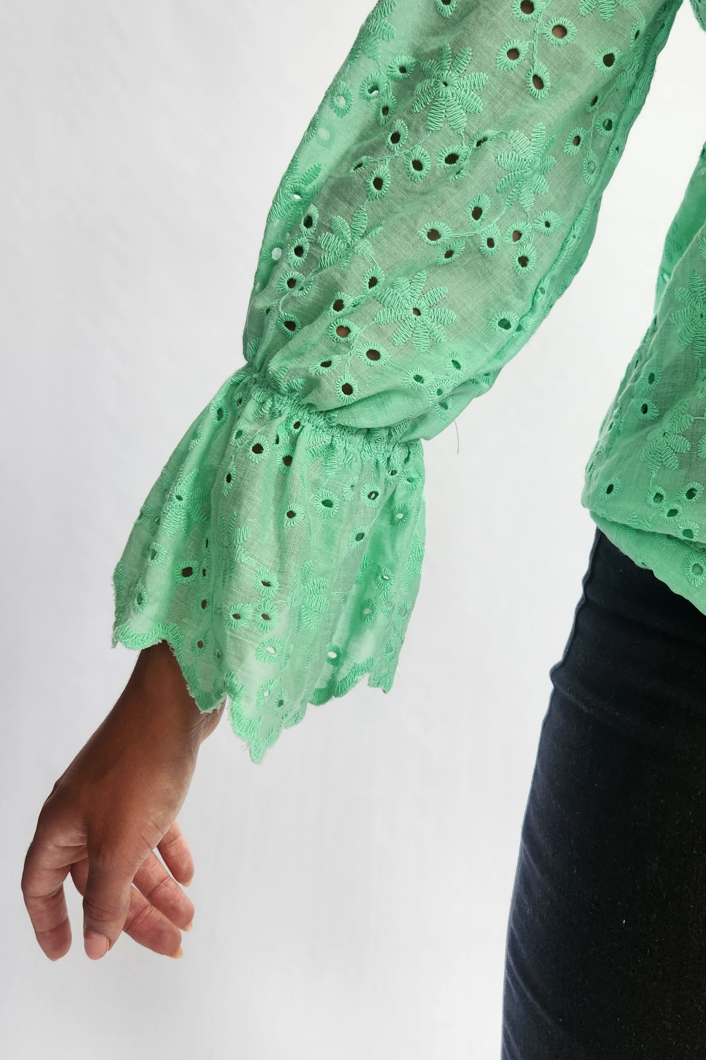 Broderie Anglaise Hoodie - Mint