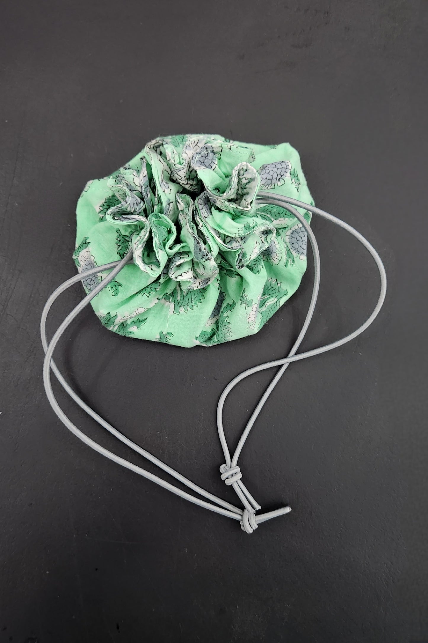 Jewellery Pouch - Spring green handblock cotton