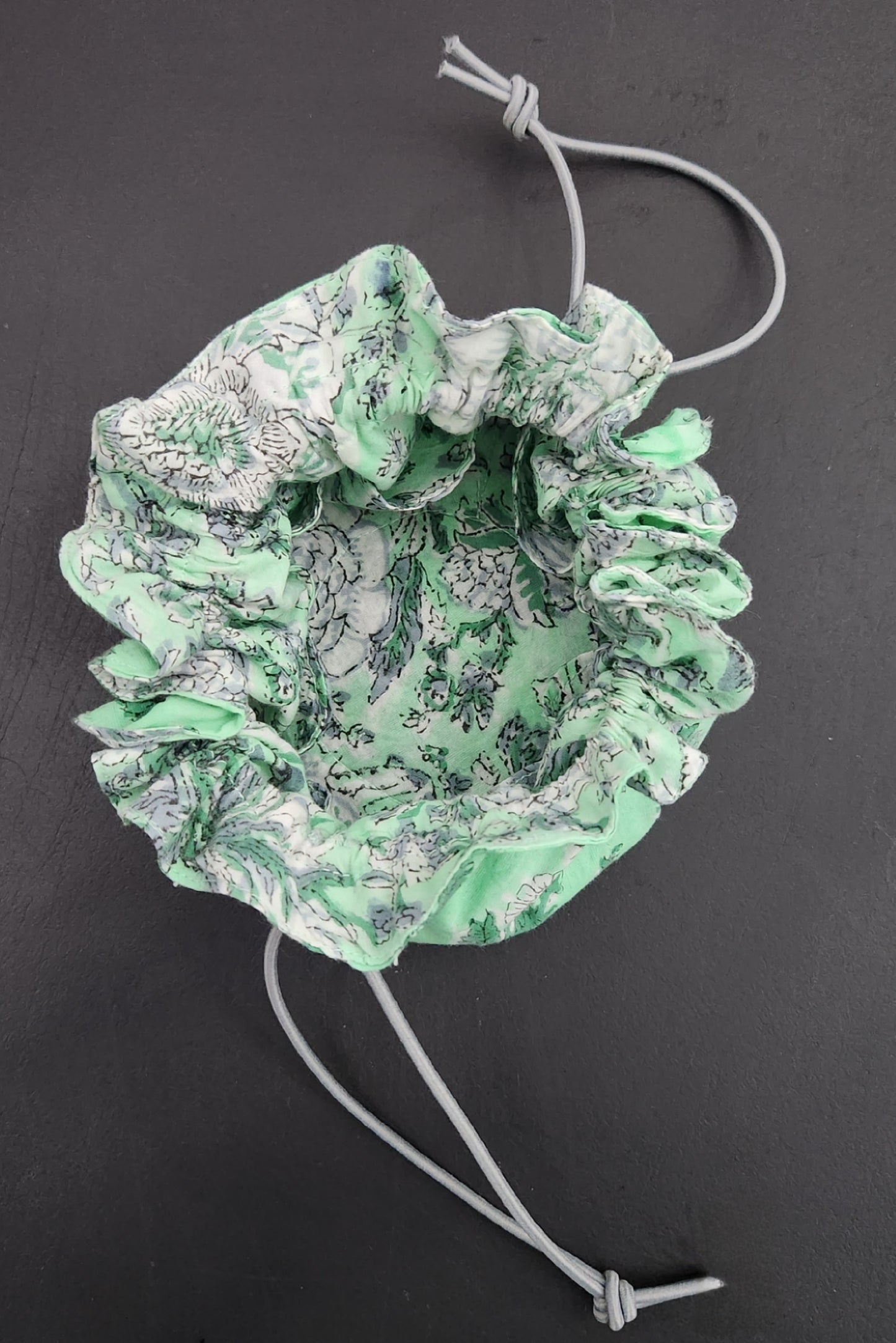 Jewellery Pouch - Spring green handblock cotton