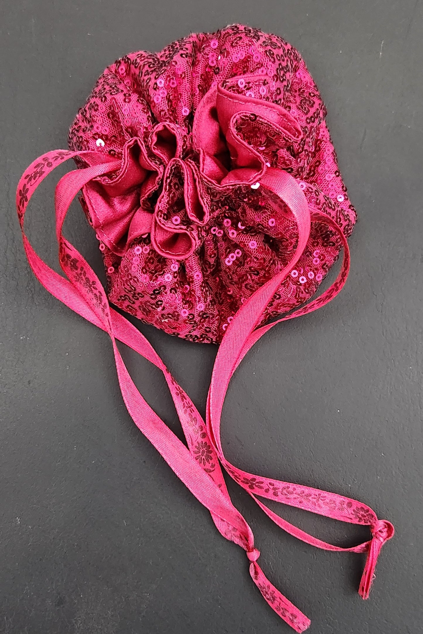 Jewellery Pouch - Cerise pink sequin