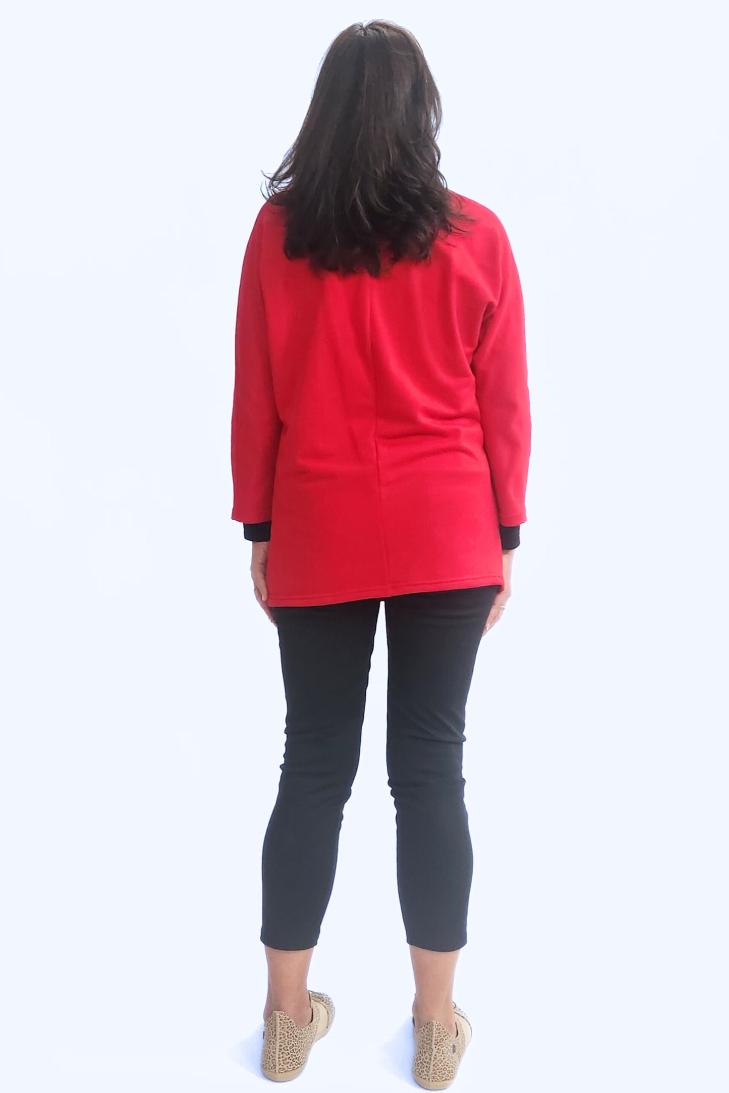 Batwing Top with Leopard Heart - Red