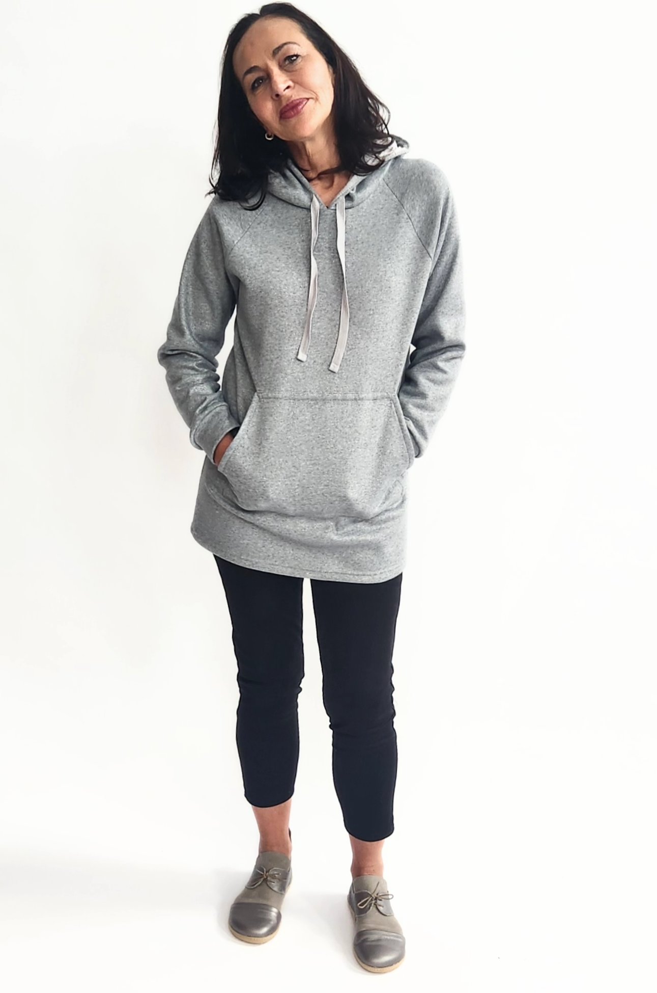 Longline Hoodie - Grey Melange