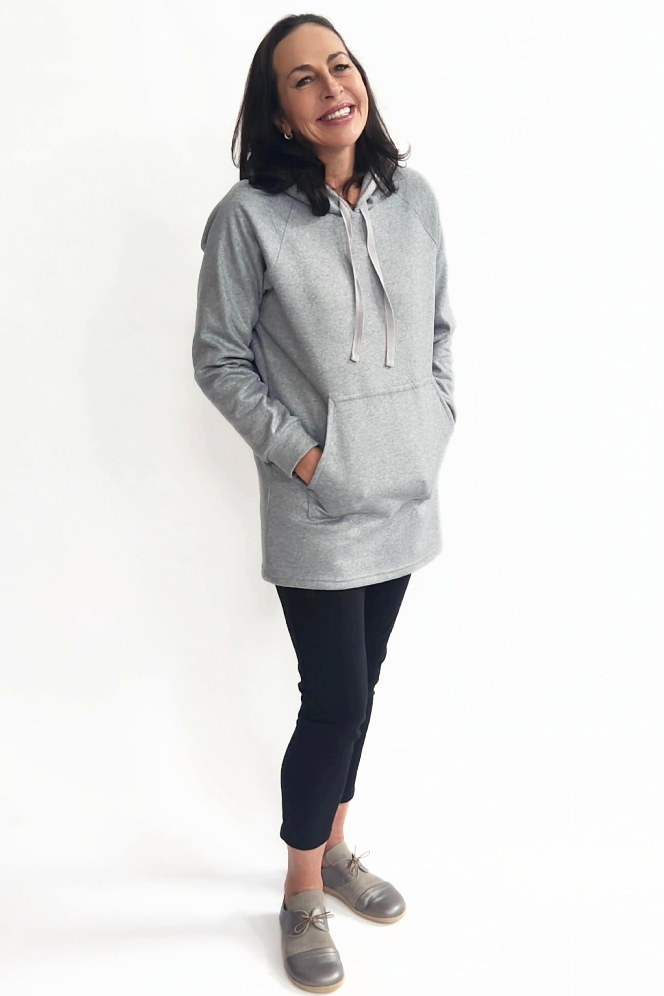 Longline Hoodie - Grey Melange