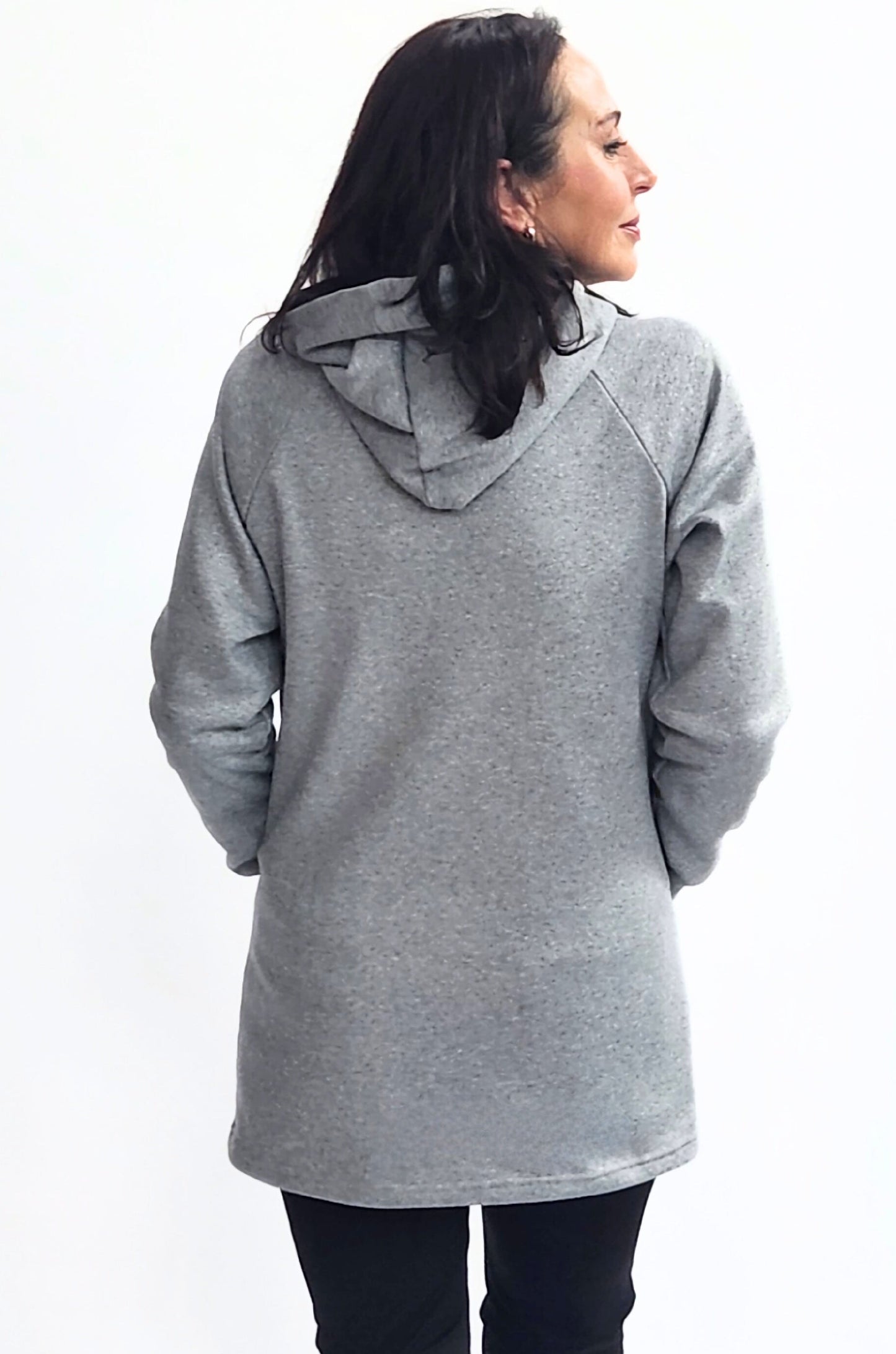 Longline Hoodie - Grey Melange