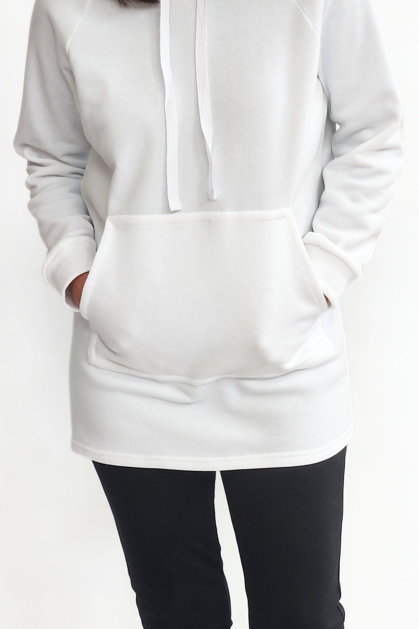 Longline Hoodie - White