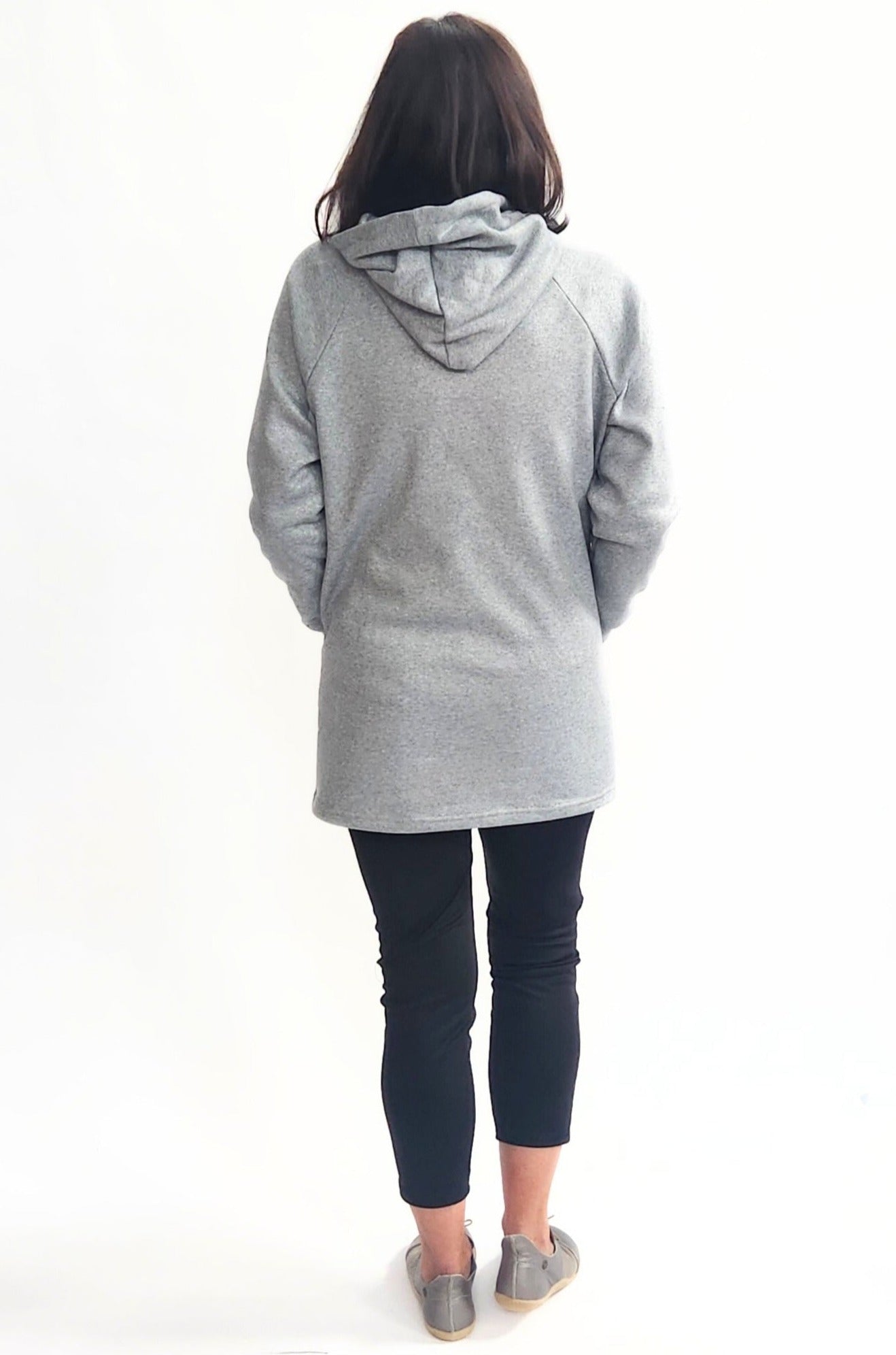 Longline Hoodie - Grey Melange
