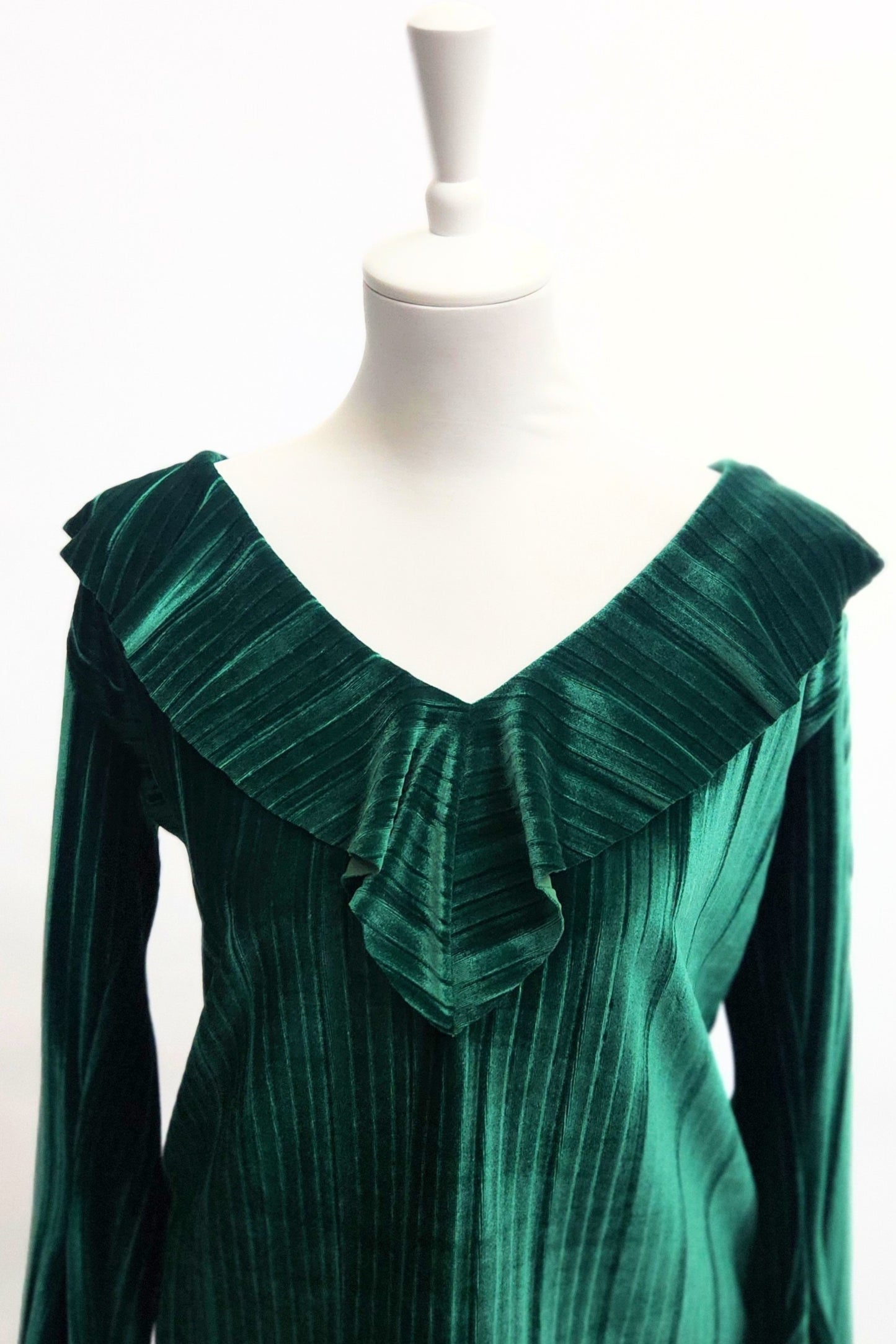 Pleated Velvet Top - Emerald