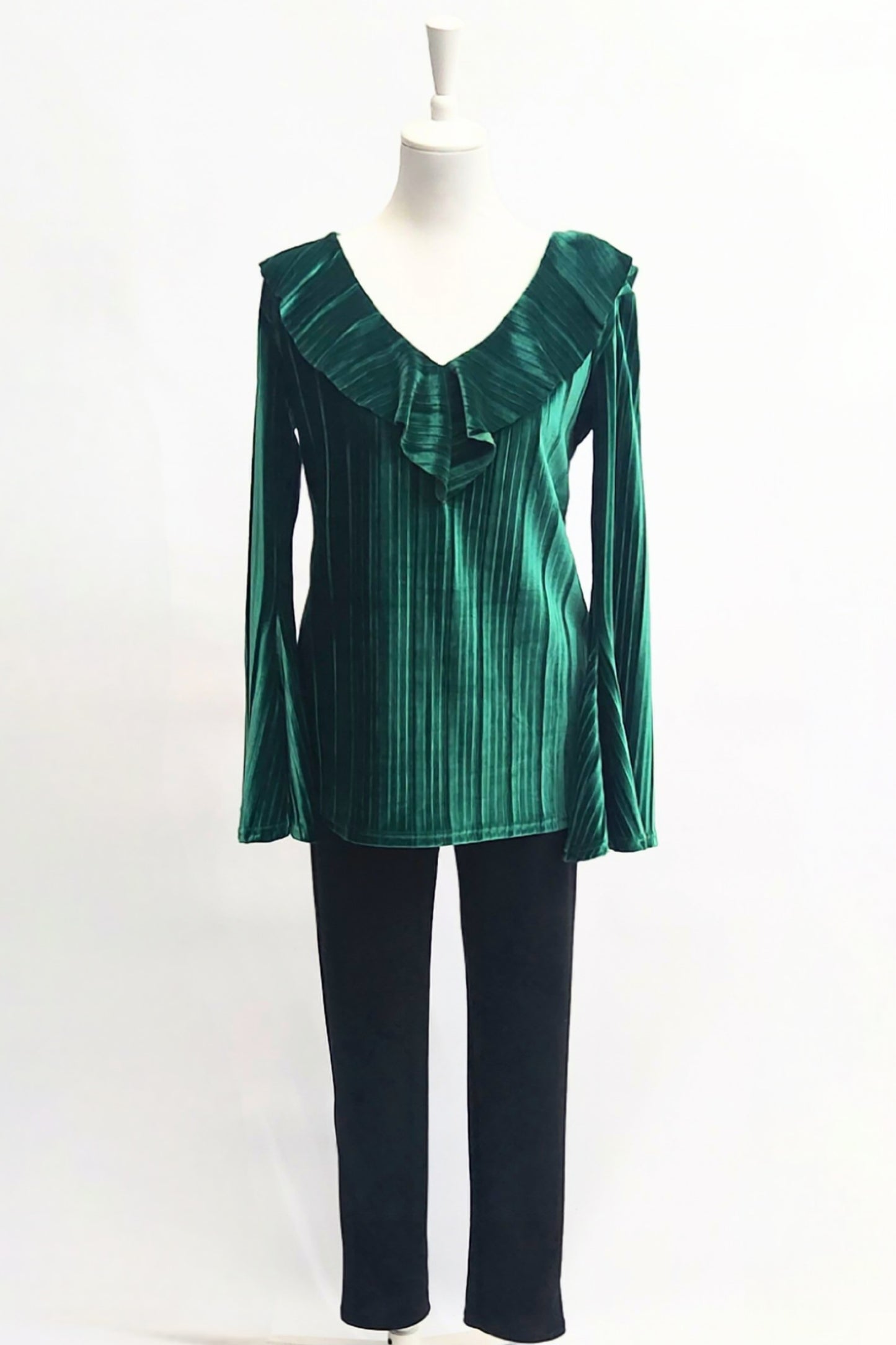 Pleated Velvet Top - Emerald