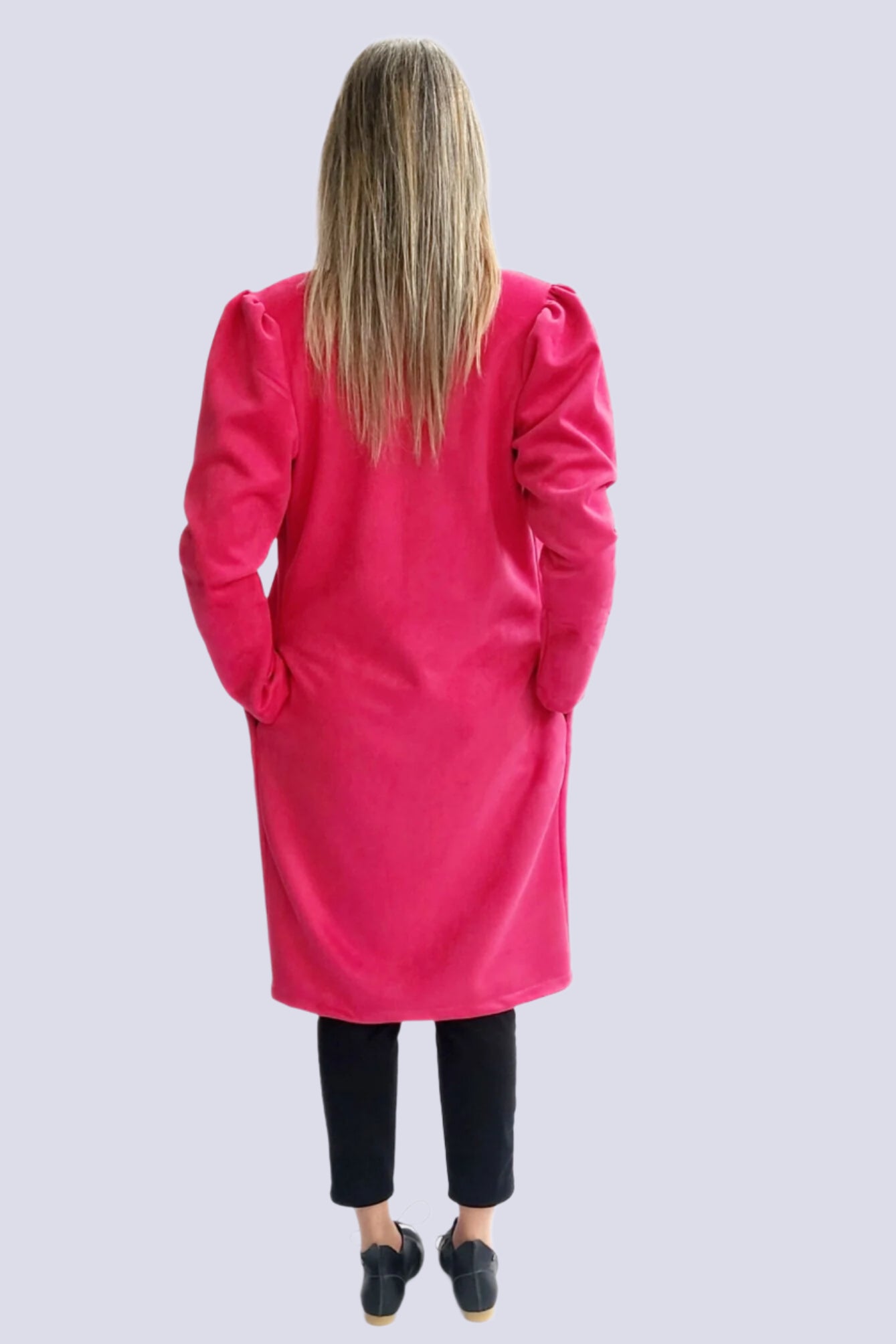 Lightweight Suede Coat - Cerise Pink