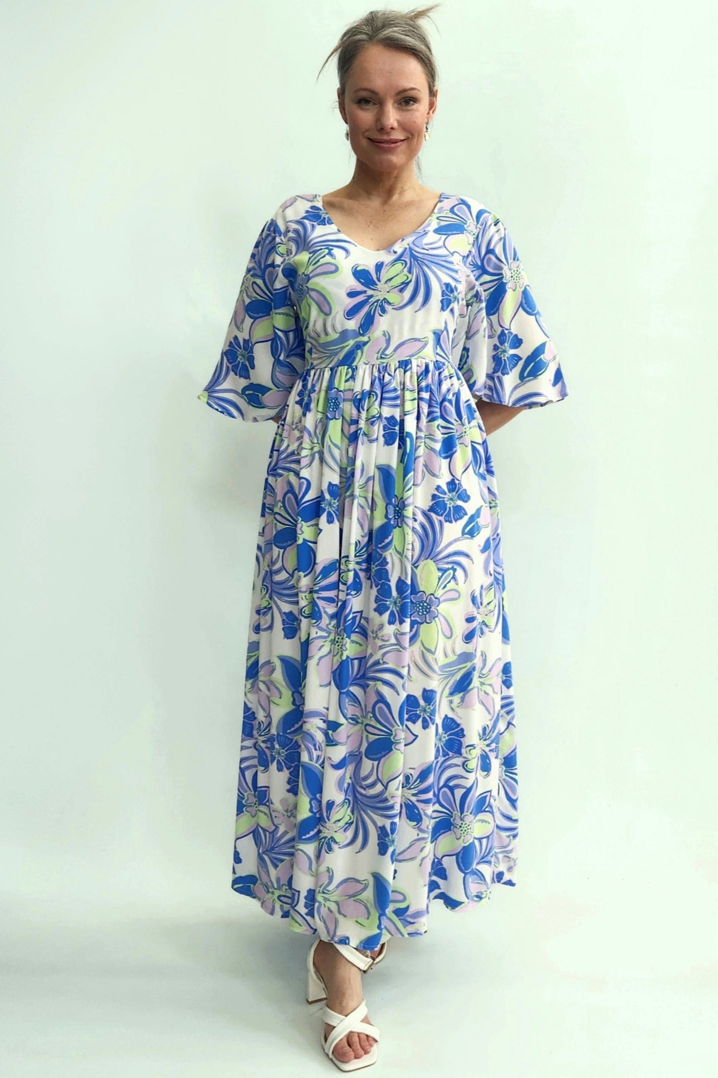 Ultimate Summer Dress - Blue and lime floral