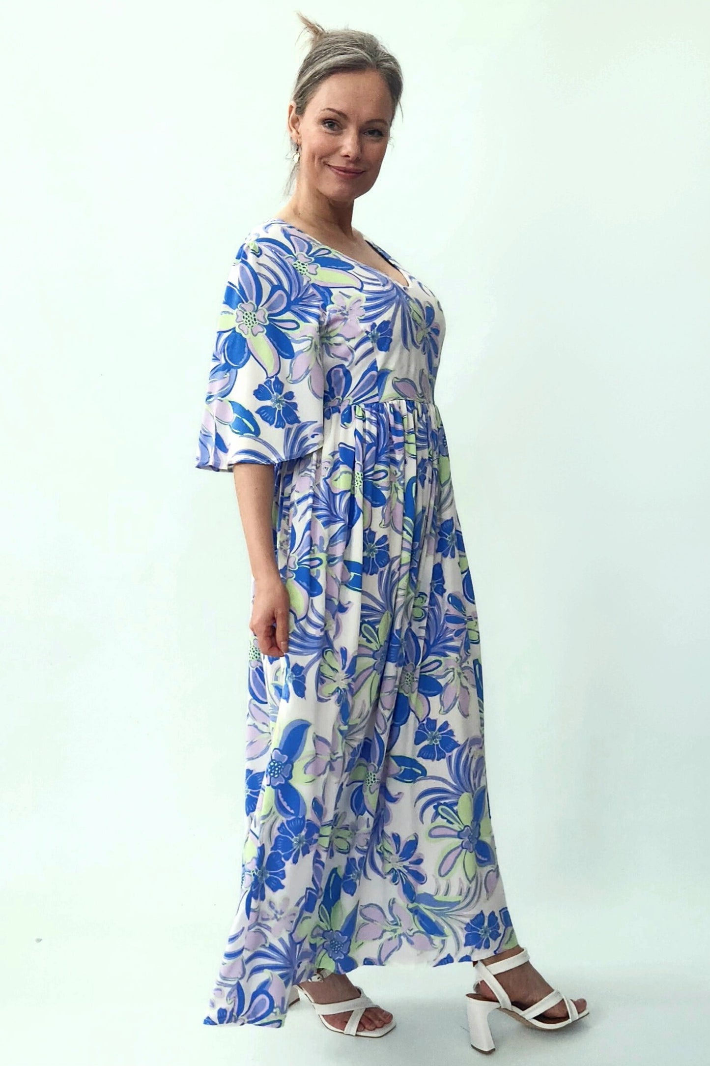 Ultimate Summer Dress - Blue and lime floral