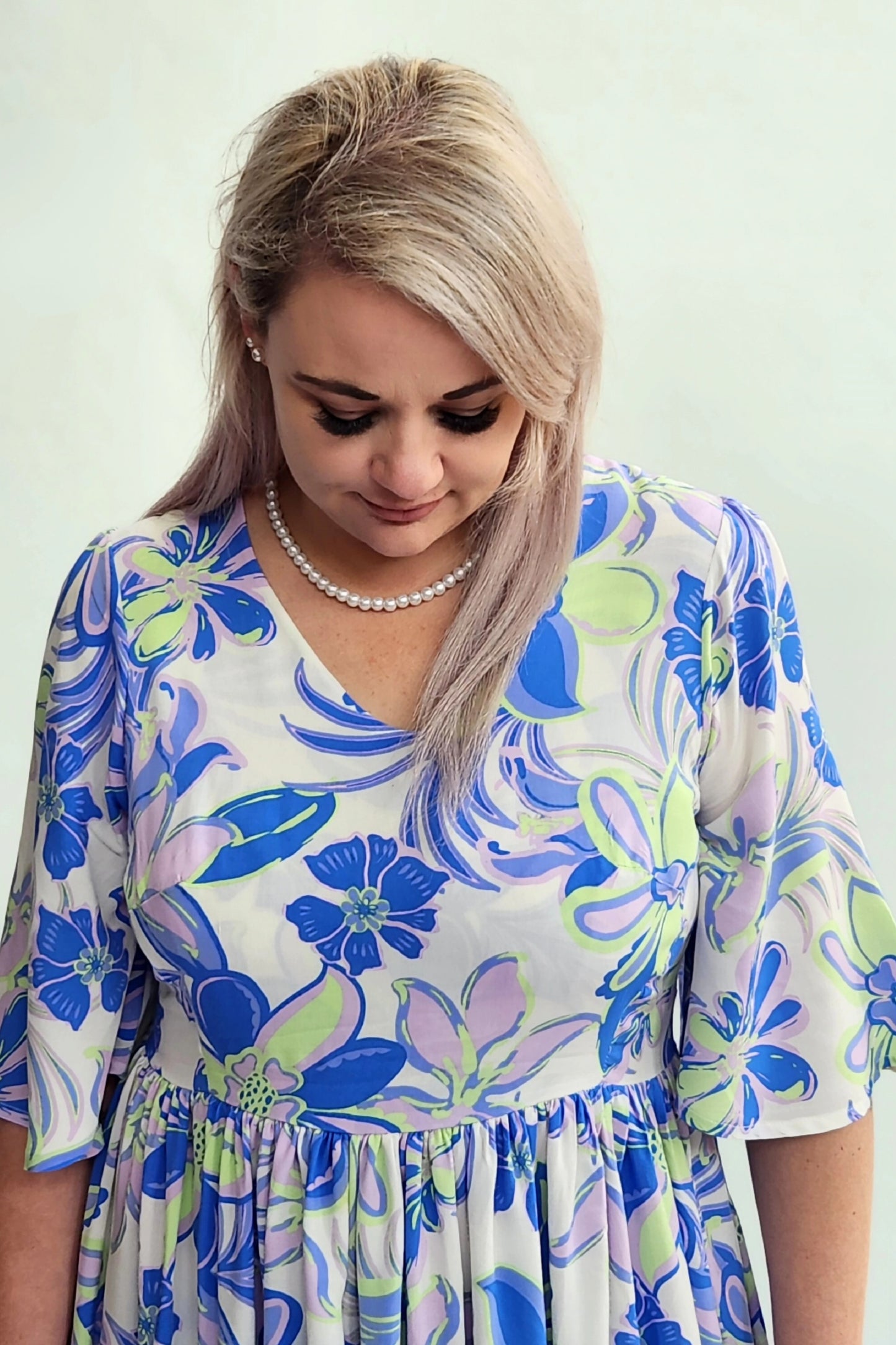 Ultimate Summer Dress - Blue and lime floral