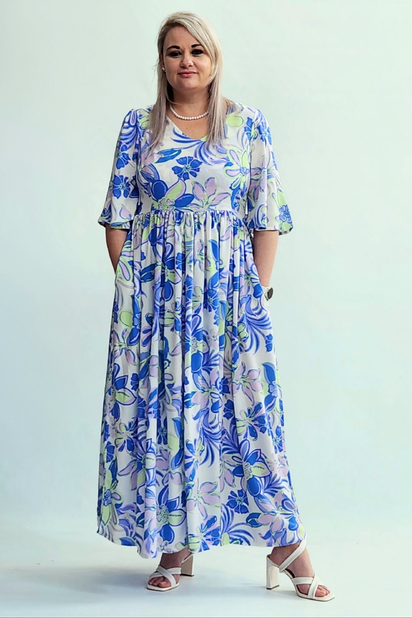 Ultimate Summer Dress - Blue and lime floral