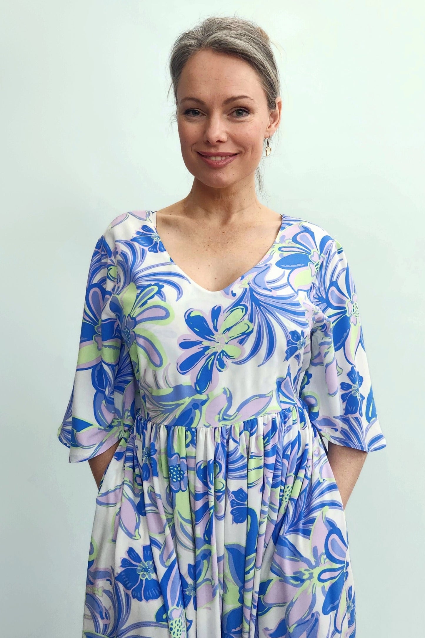 Ultimate Summer Dress - Blue and lime floral