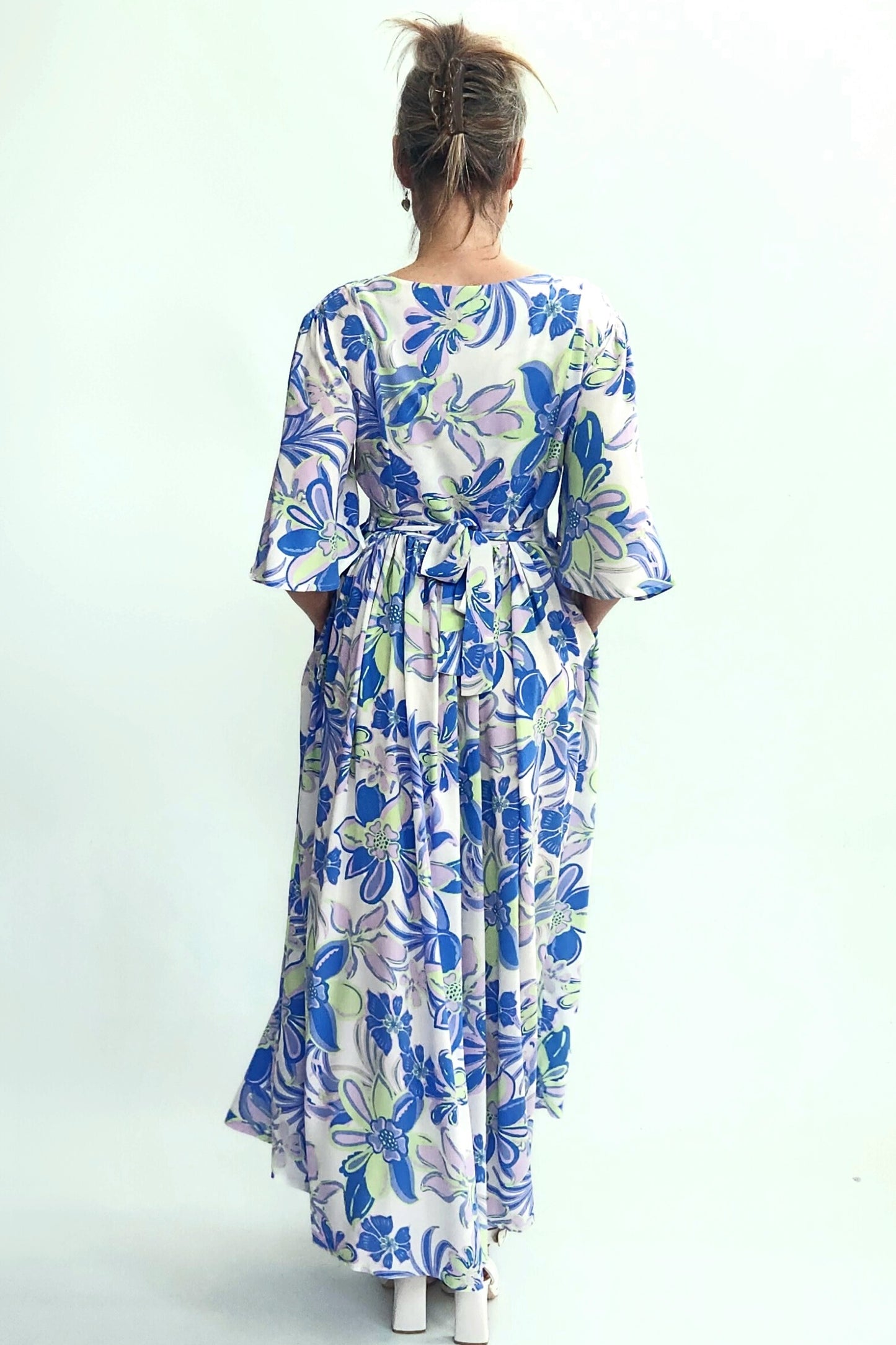 Ultimate Summer Dress - Blue and lime floral