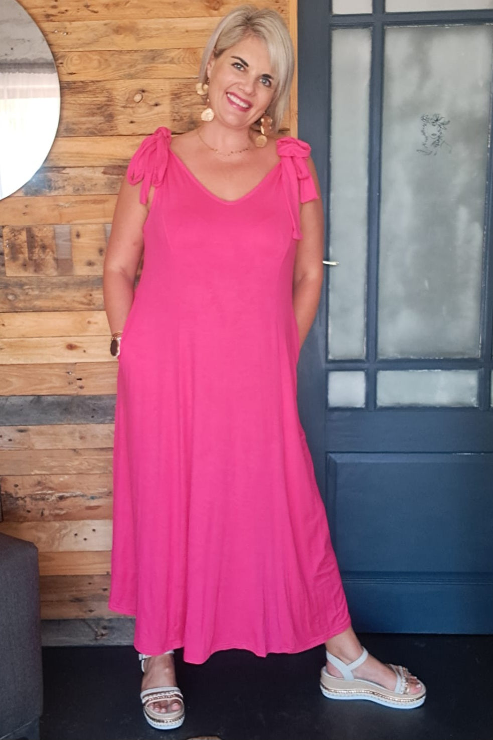 Julie Maxi Dress - Cerise pink