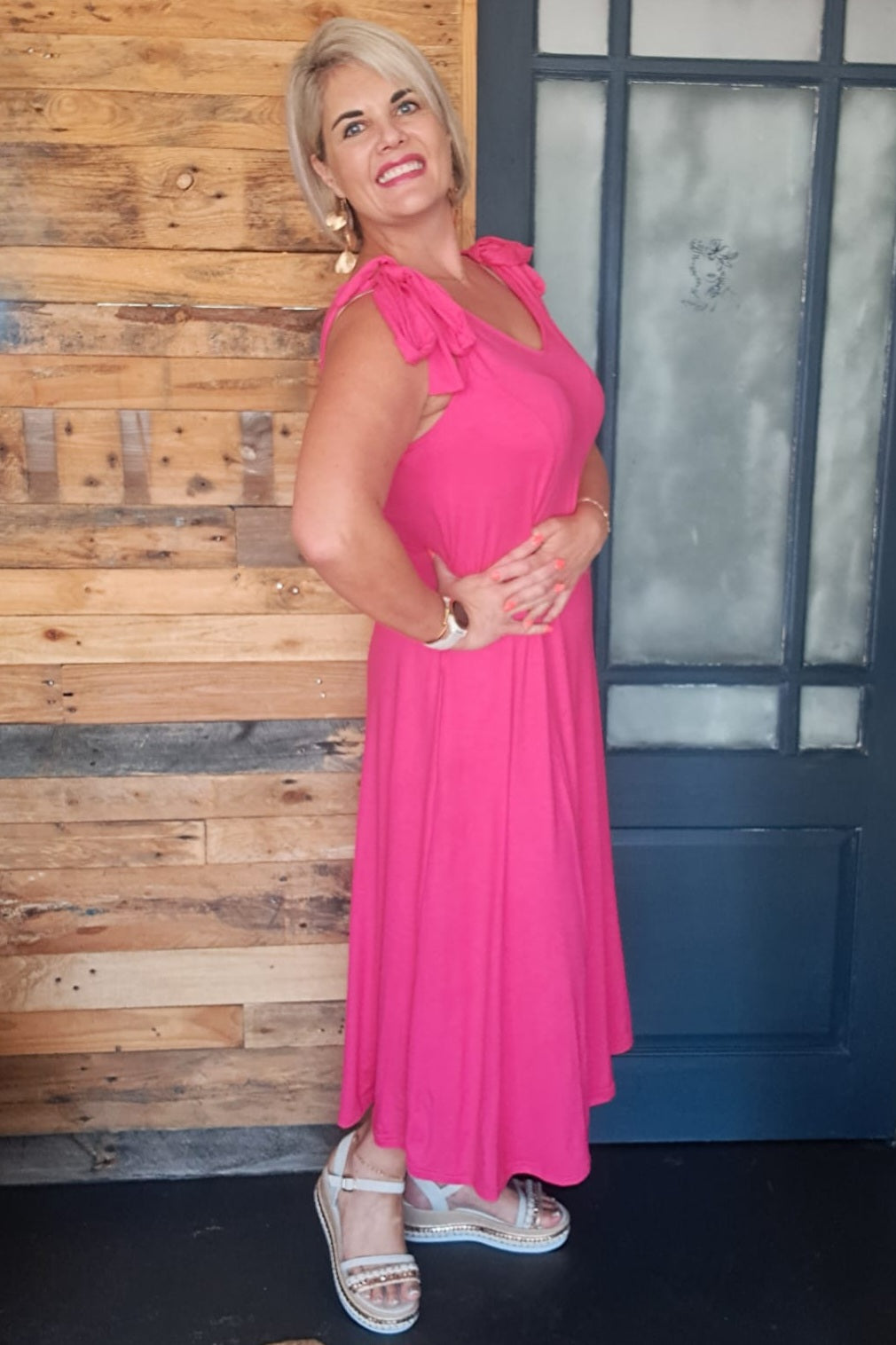 Julie Maxi Dress - Cerise pink