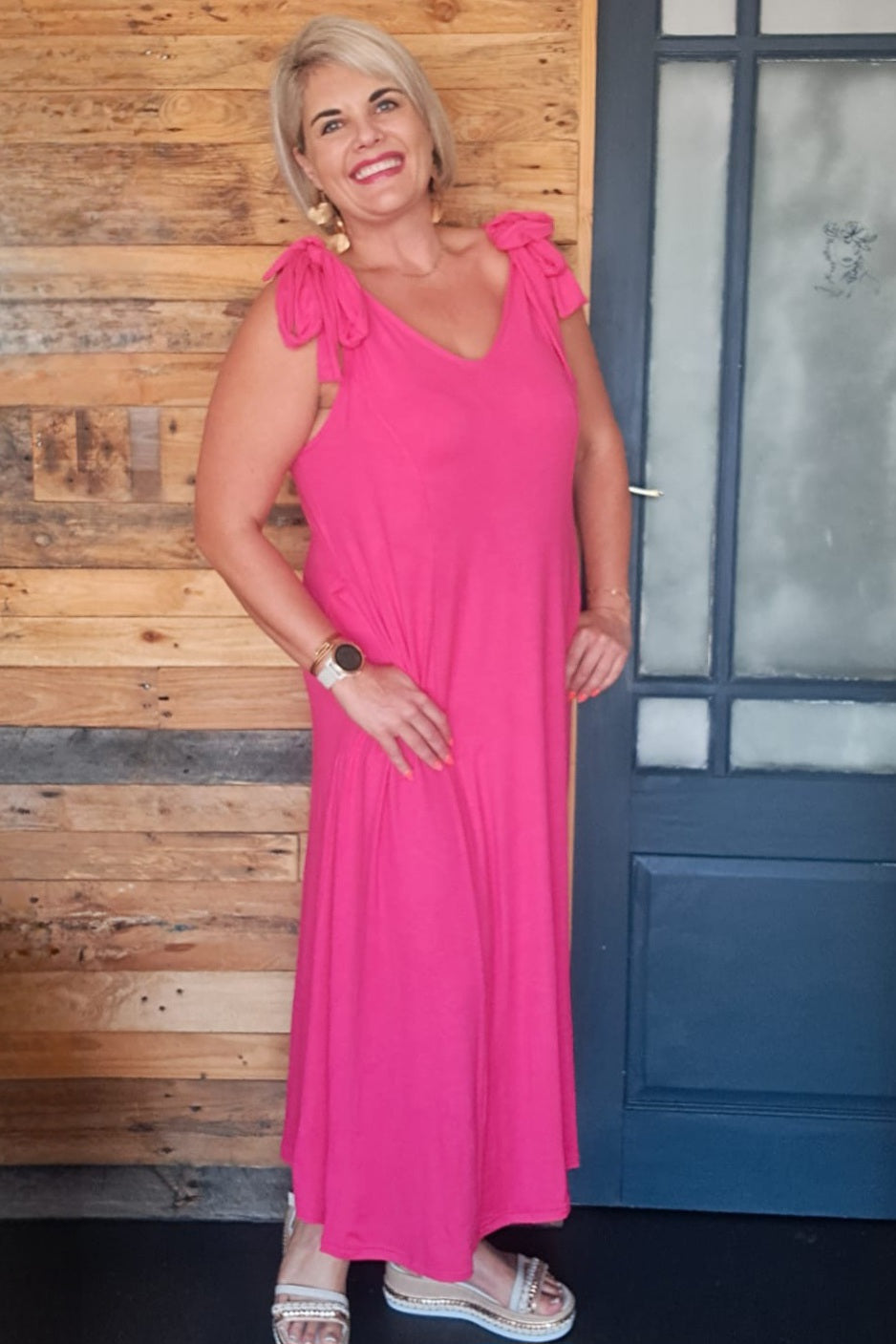 Julie Maxi Dress - Cerise pink