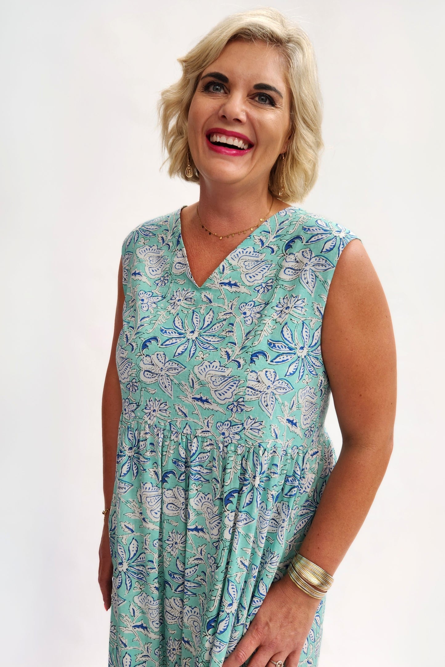 Cotton Maxi Dress - Turquoise