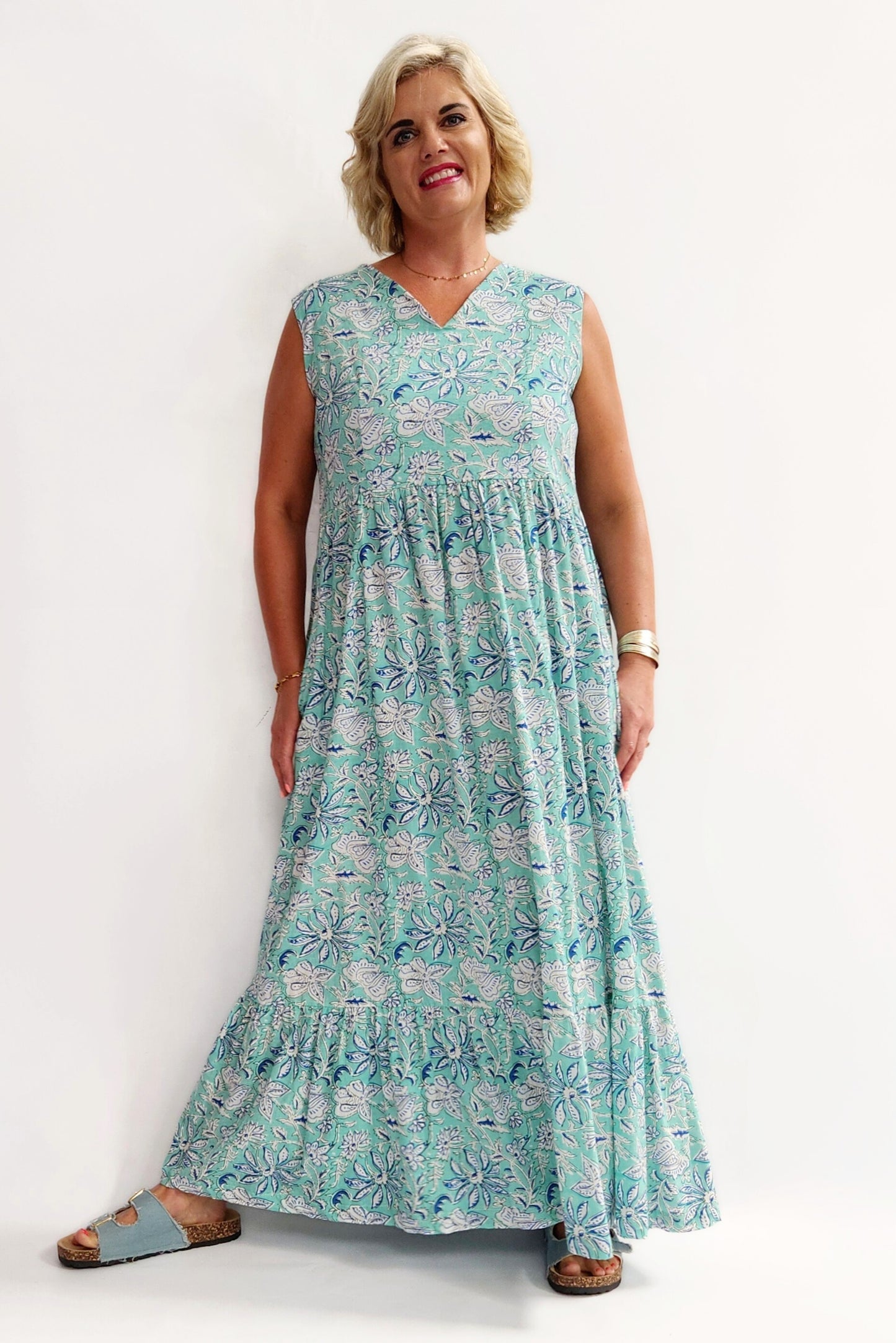 Cotton Maxi Dress - Turquoise