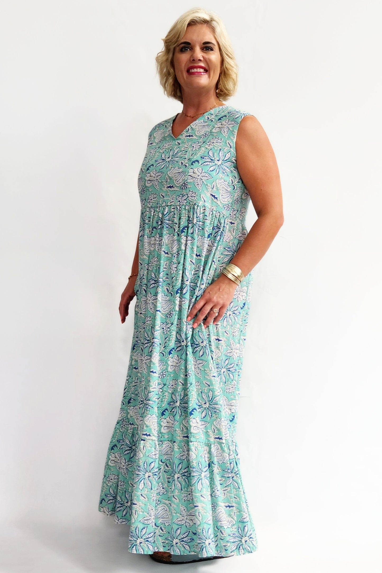 Cotton Maxi Dress - Turquoise