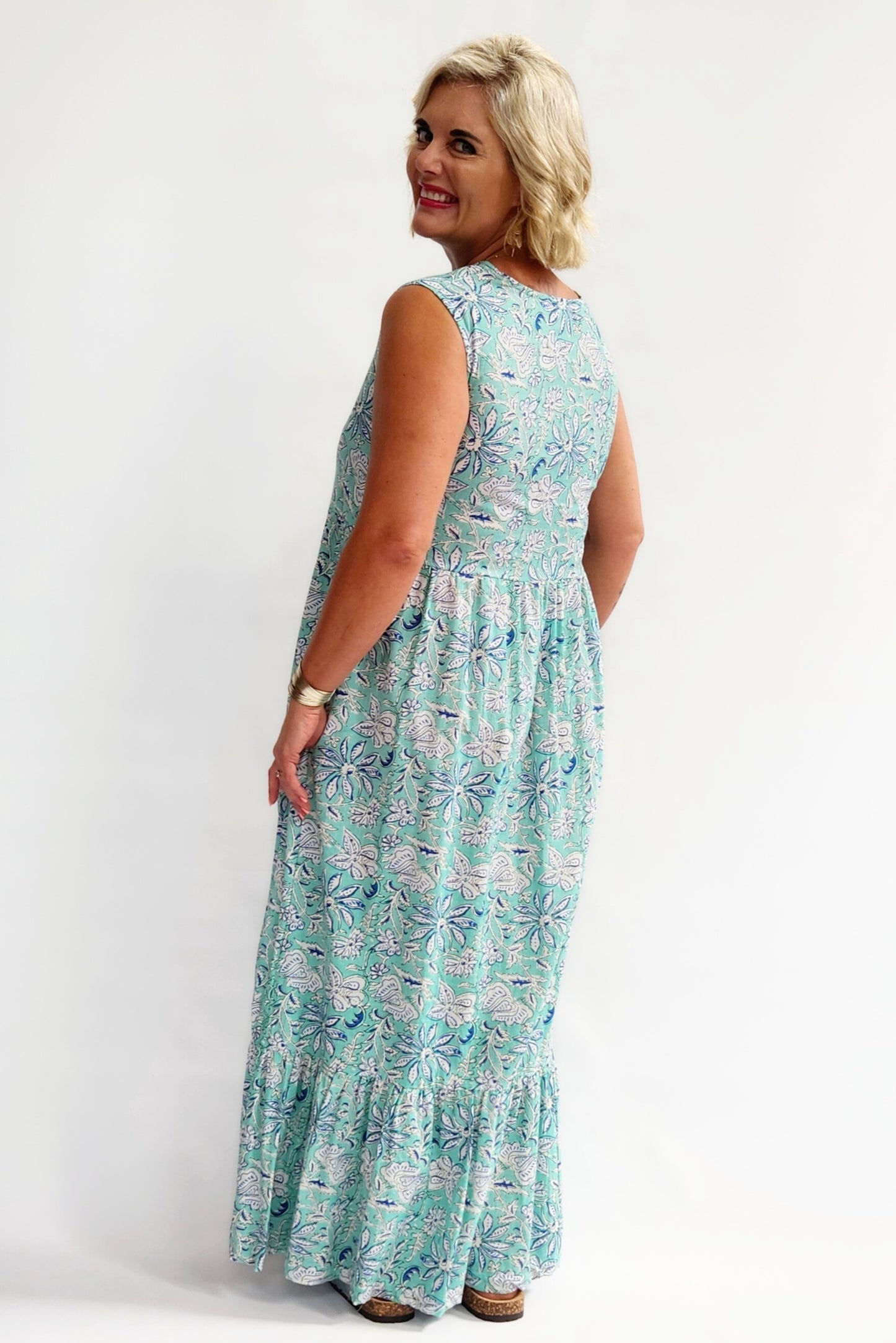 Cotton Maxi Dress - Turquoise