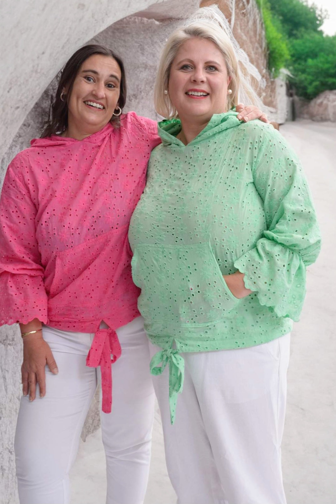 Broderie Anglaise Hoodie - Pink