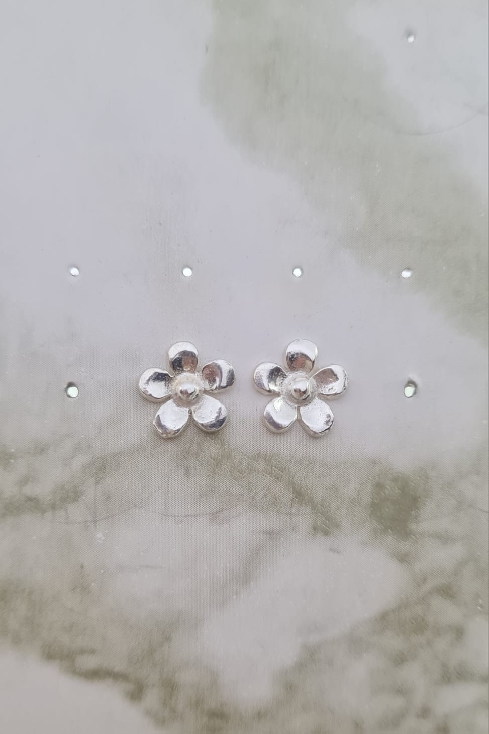 Handmade Sterling Silver Daisy studs.