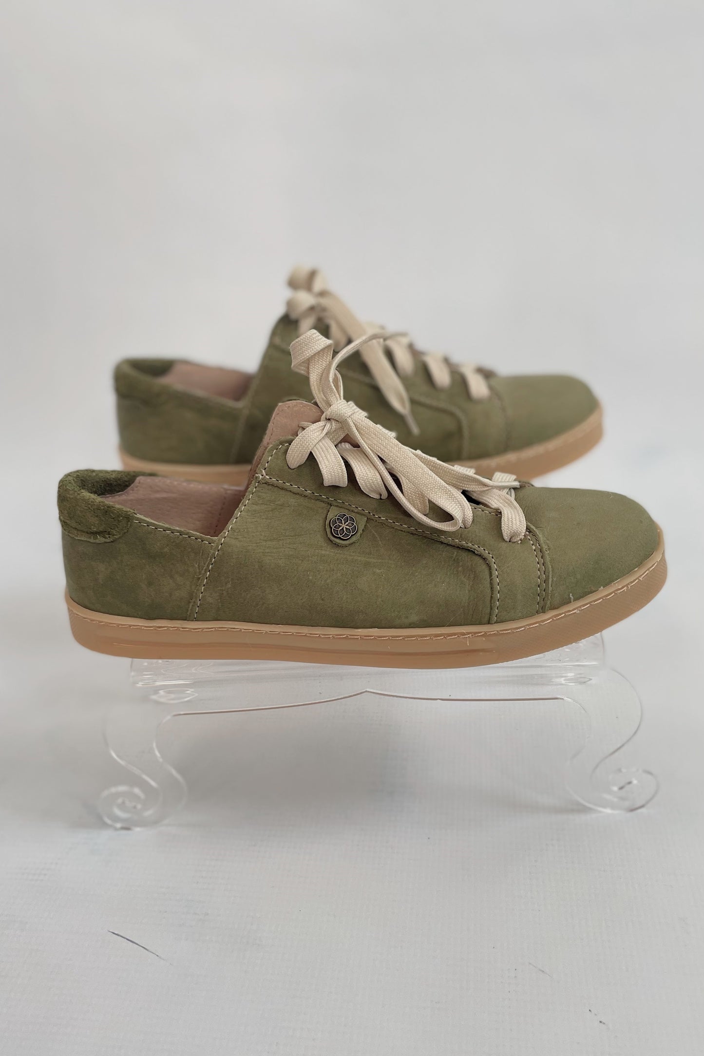 Leather Sneakers - Moss green