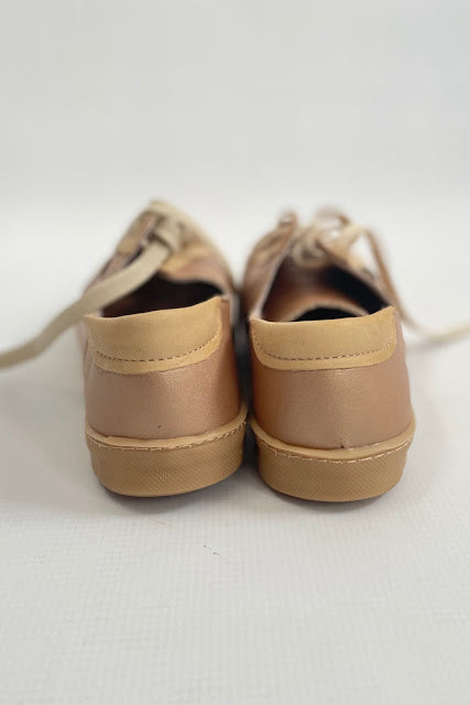 Leather Sneakers - Soft gold with nude trim