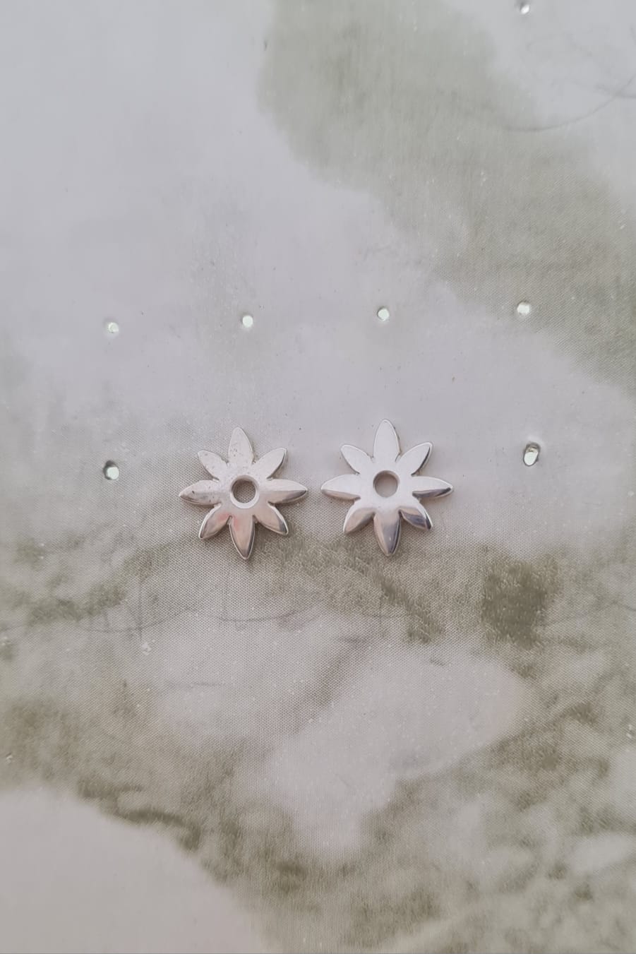 Handmade Sterling Silver Star flower studs.