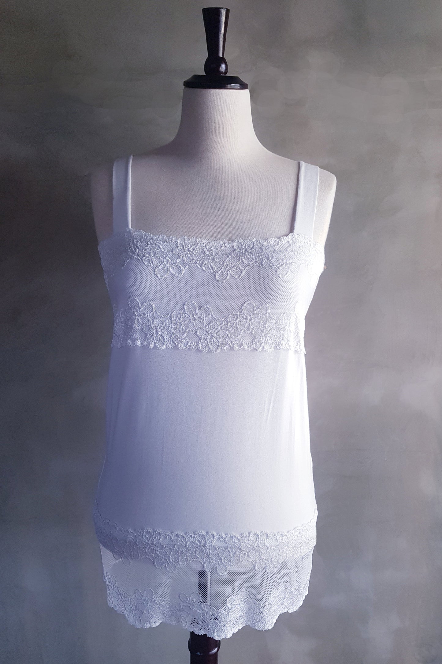 Longline Lace Cami - White