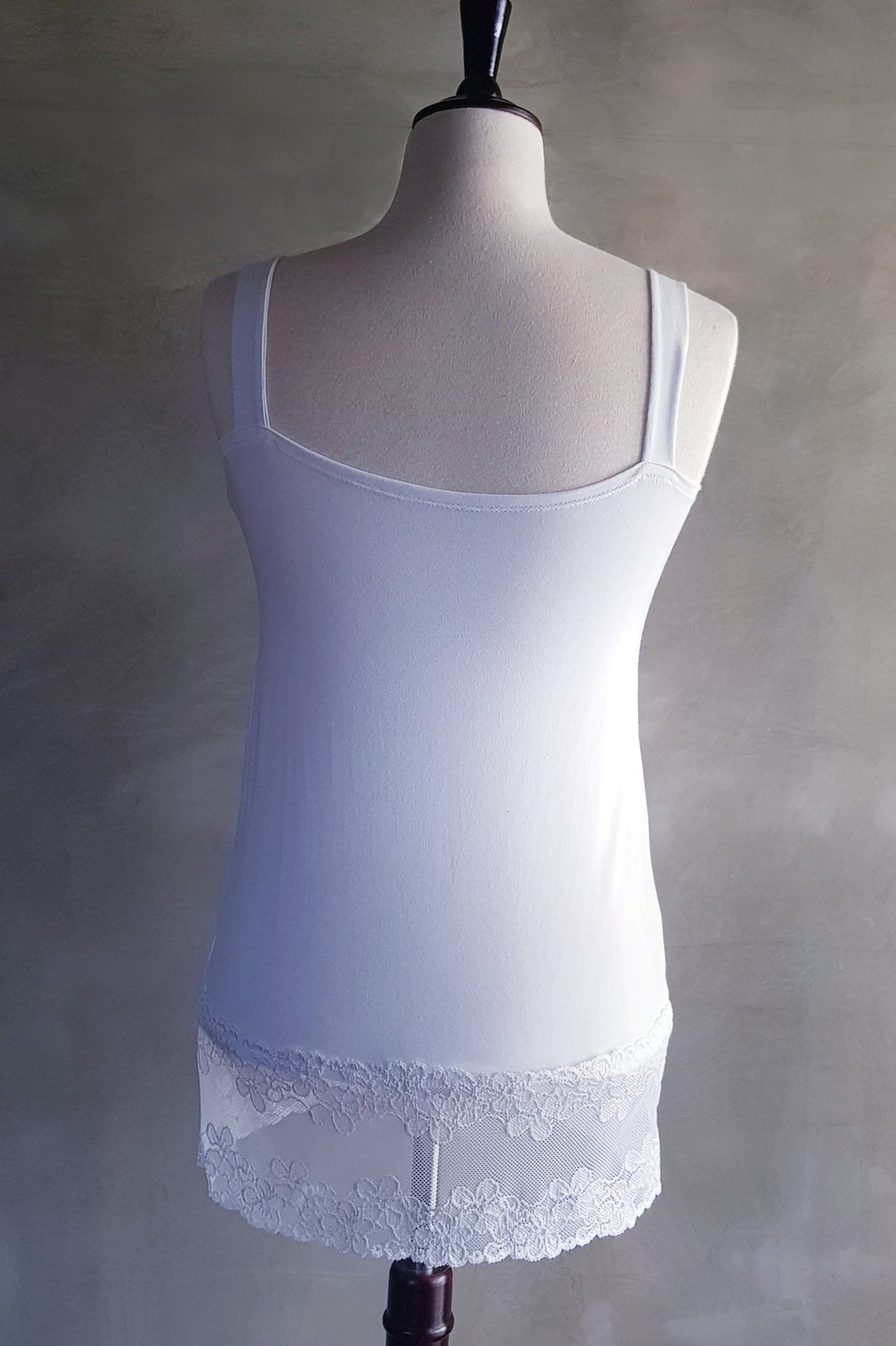 Longline Lace Cami - White