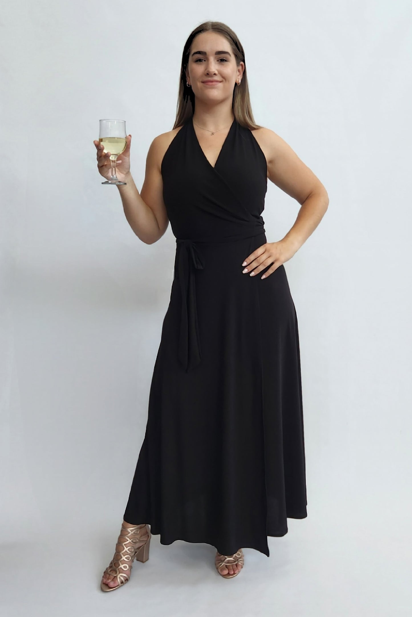 Halter Wrap Dress - Black