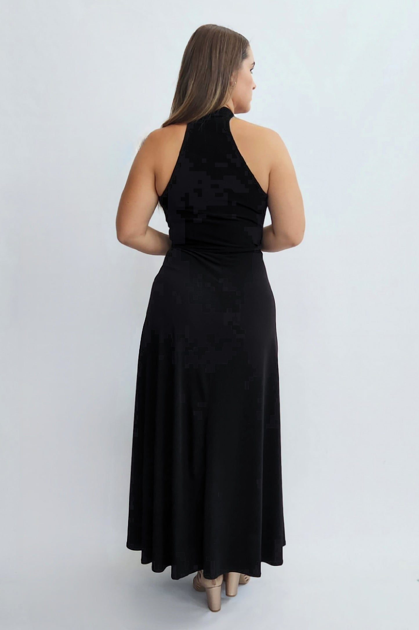 Halter Wrap Dress - Black