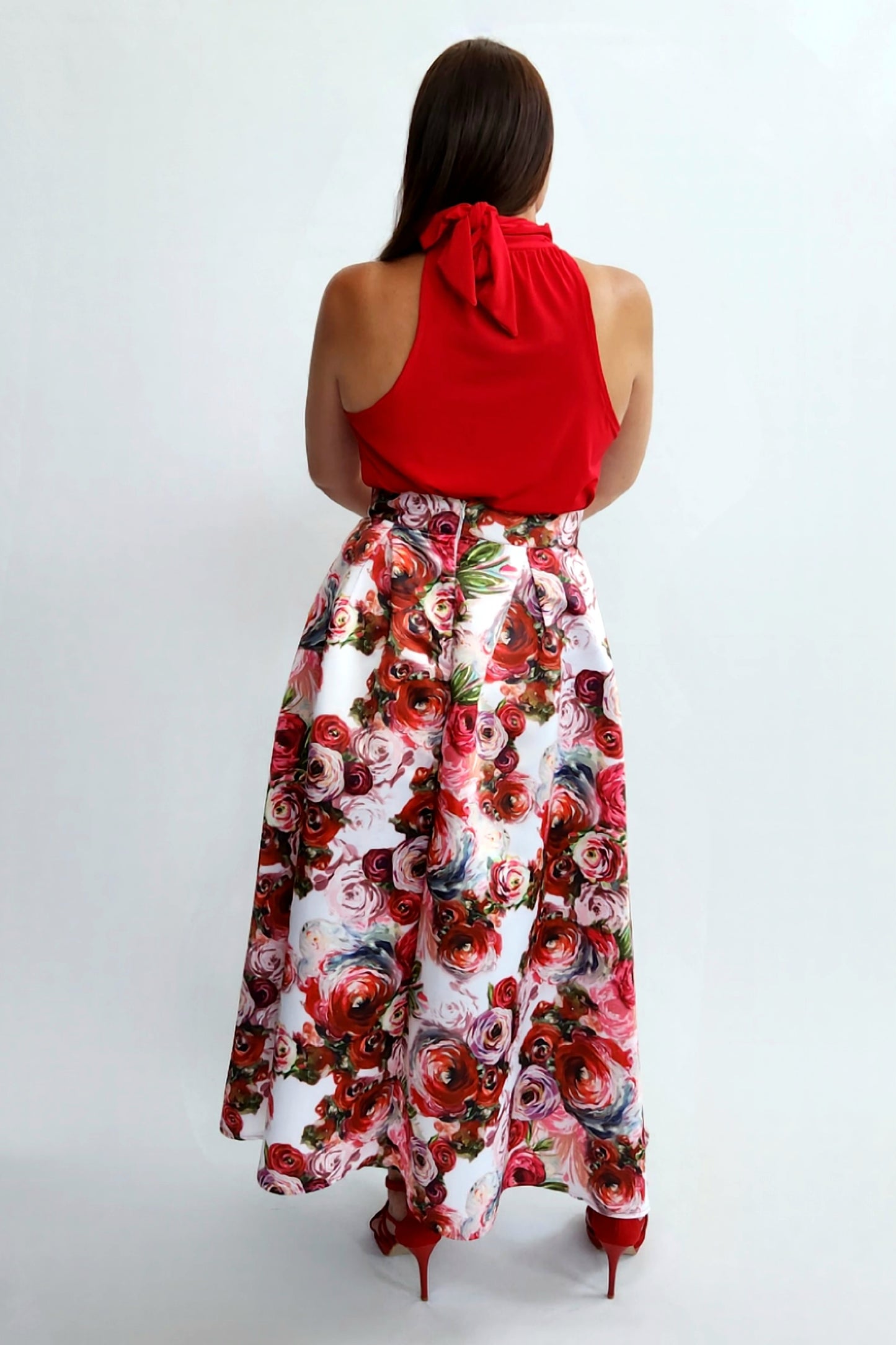Amore Duchess Skirt - Red floral