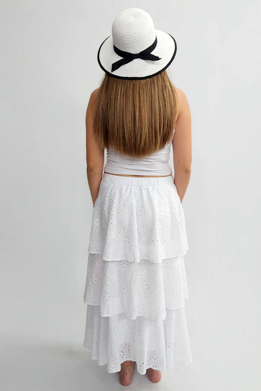 Layered Anglaise Skirt - White