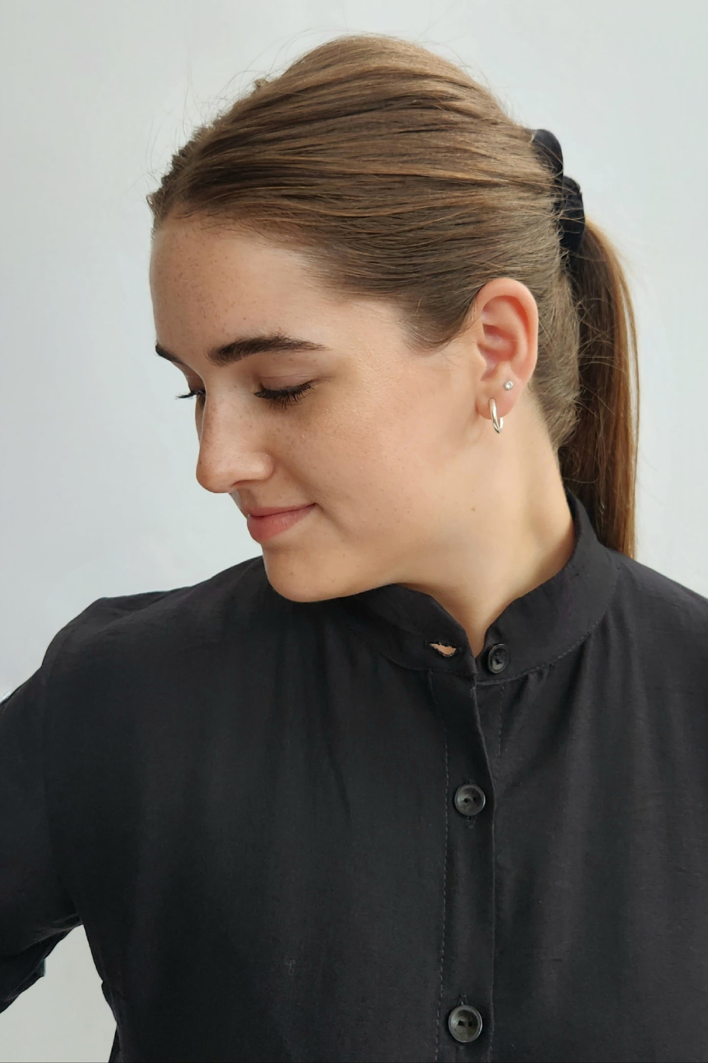 Linen Blend Shirt Dress - Black