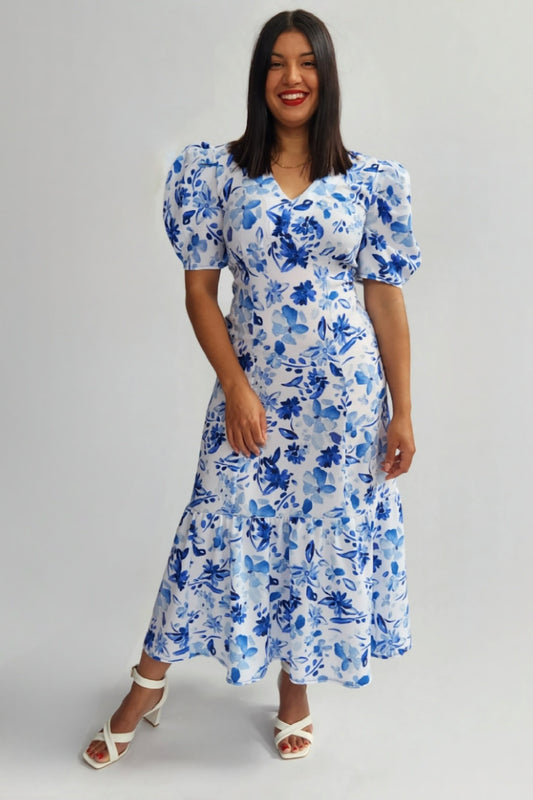 Chinoiserie dress - Blue and white