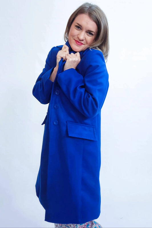 Winter Melton Coat - Royal blue