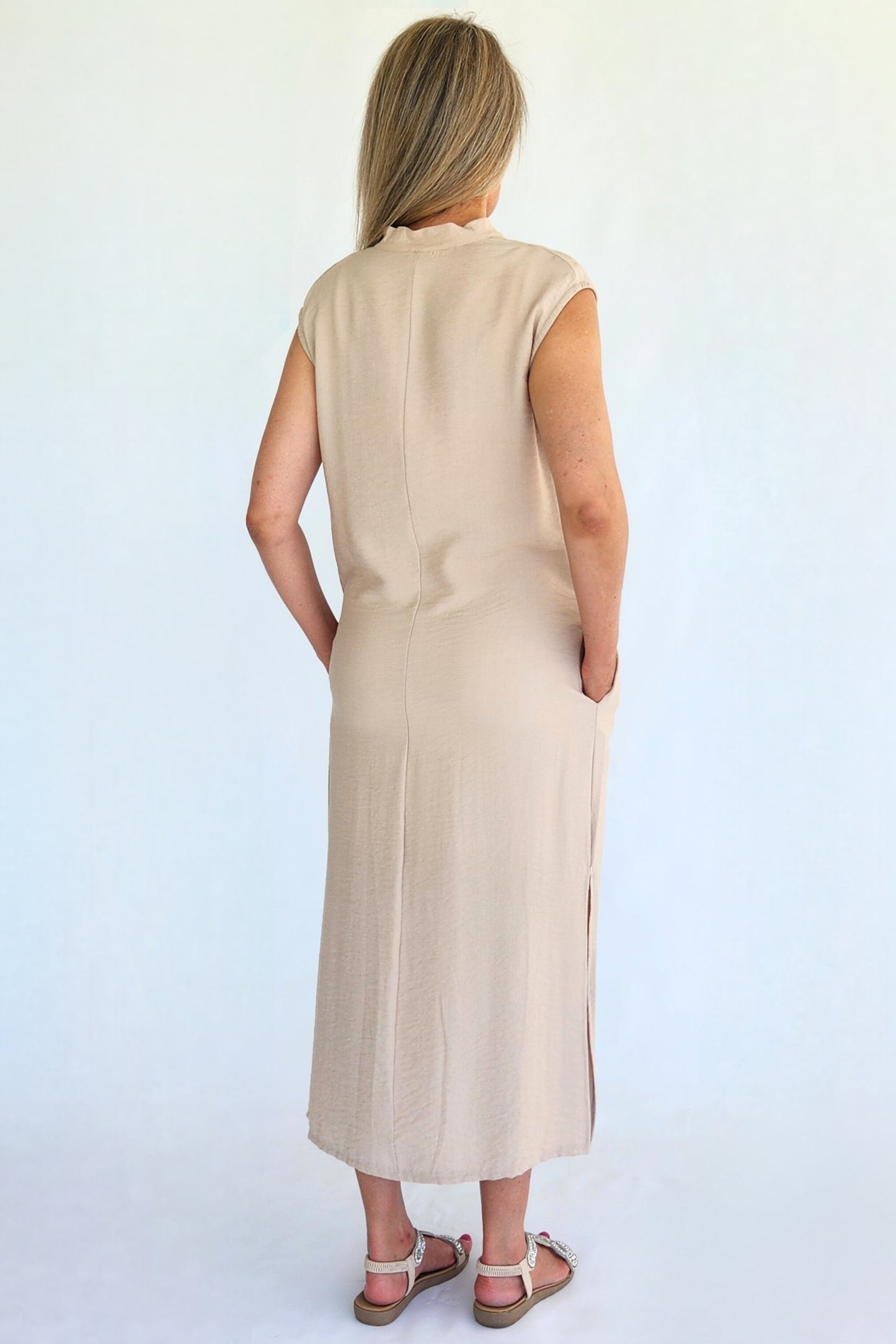 Linen Blend Shift Dress - Natural