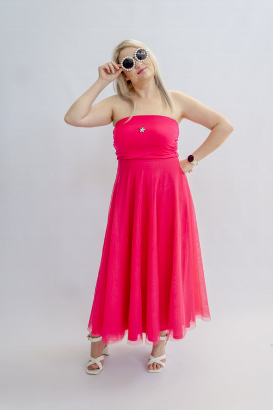 Tulle Skirt - Cerise pink - Ankle length