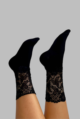 Lace Crew socks - Black