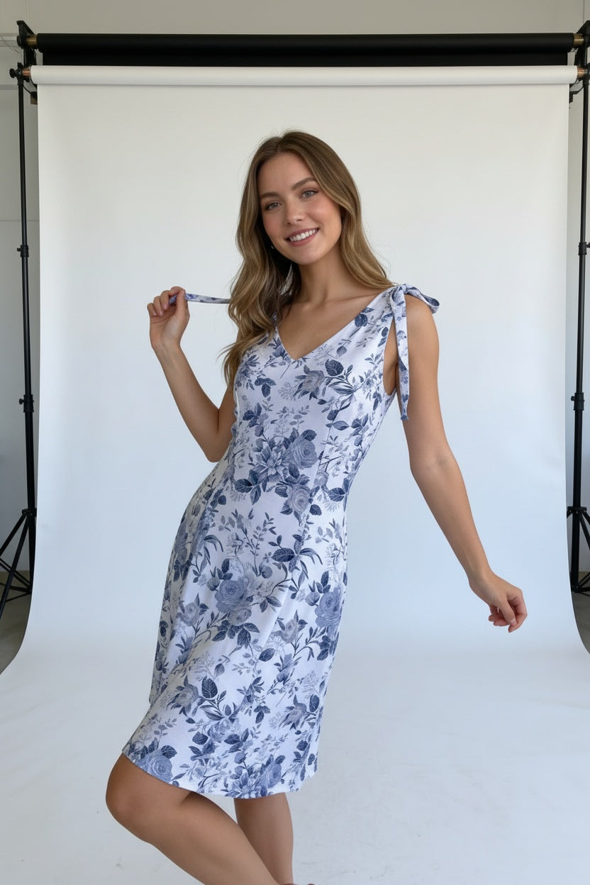 Bow Shoulder Midi Dress