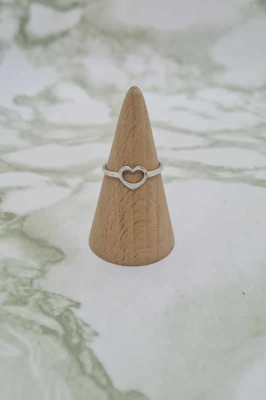 Handmade Sterling Silver open heart ring