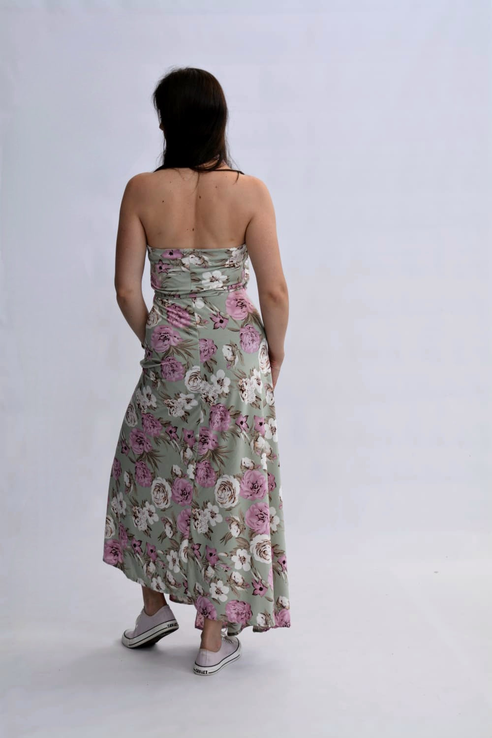 Halter Wrap Dress - Sage floral